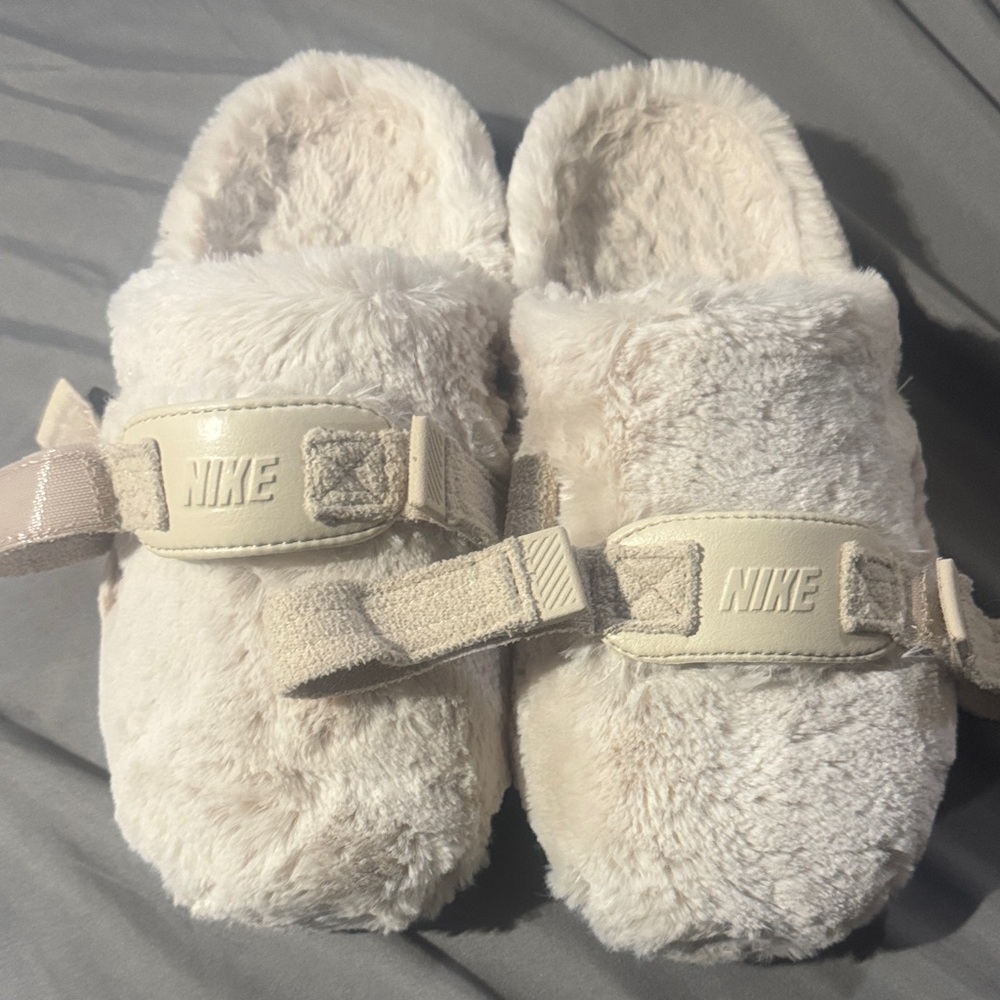 Nike Plush Cream Slippers